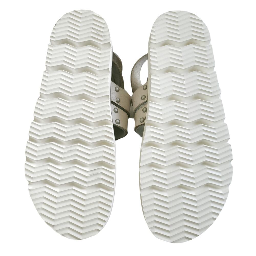 FREE PEOPLE Valencia wrap lug sole thong ankle strap leather sandal beige 40 9.5 - Picture 4 of 9